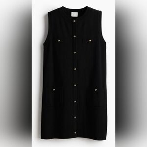 Black Tank Shift Dress with Gold Buttons